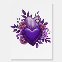 Purple Heart Floral Greeting Card