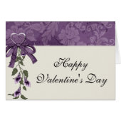 Purple Heart/Flowers Happy Valentine's Day Card (Front Horizontal)