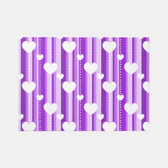 Purple Heart Geometric Stripes Girls Bedroom Area  Rug (Front)