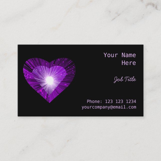 Purple Heart 'heart' business card side black (Front)