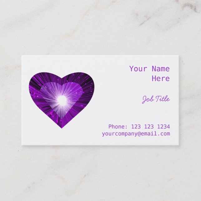 Purple Heart 'heart' business card side white (Front)
