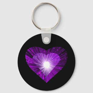 Purple Heart 'heart' keychain black round