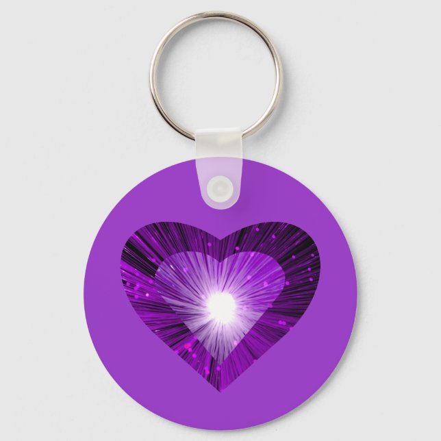 Purple Heart 'heart' keychain purple round (Front)