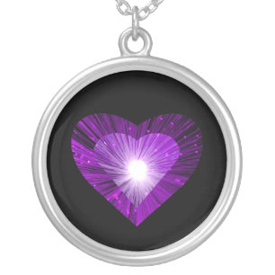 Purple Heart 'heart' necklace round black