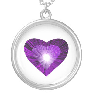 Purple Heart 'heart' necklace round white