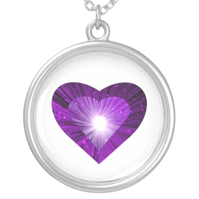 Purple Heart 'heart' necklace round white (Front)