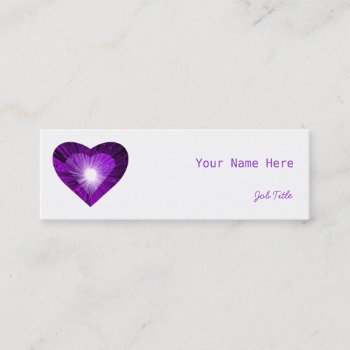 Purple Heart 'heart' Side White Skinny Mini Business Card by jessperry at Zazzle