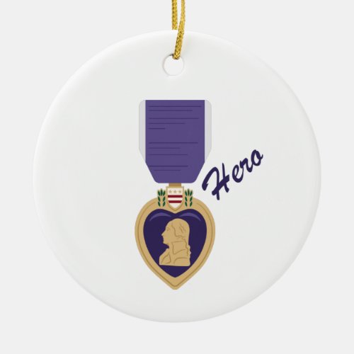 Purple Heart Hero Ceramic Ornament