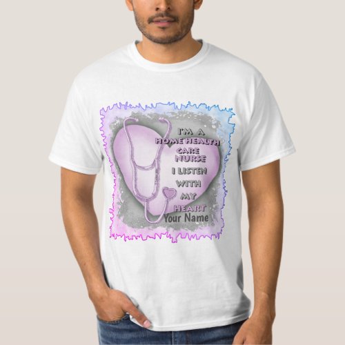 Purple Heart Home Health Care Nurse custom name T_Shirt