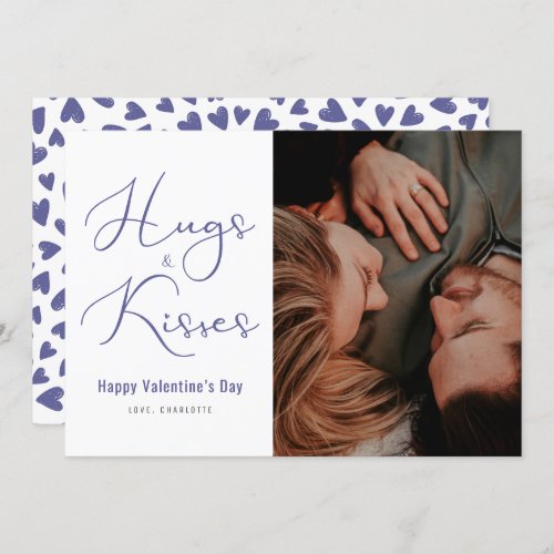 Purple Heart Hugs and Kisses Photo Valentines Day Holiday Card