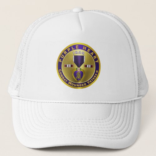 Purple Heart IRAQ Trucker Hat