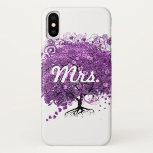 Purple Heart Leaf Tree Mrs Bride iPhone X Case