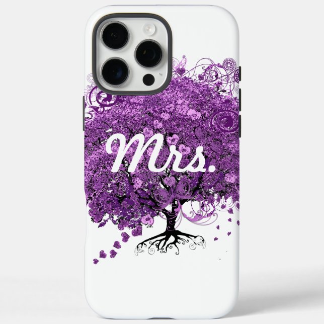 Purple Heart Leaf Tree Mrs Bride Case-Mate iPhone Case (Back)
