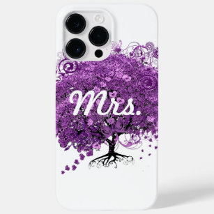 Purple Heart Leaf Tree Mrs Bride Case-Mate iPhone 14 Pro Max Case