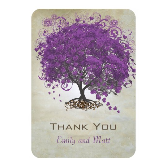 Purple Heart Leaf Tree Wedding Invites