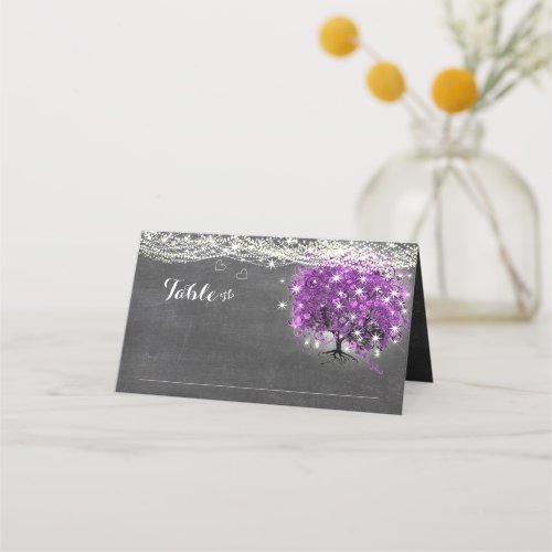 Purple Heart Leaf Tree Wedding Place Cards