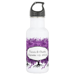 Purple Heart Leaf Tree Wedding Stainless Steel Water Bottle