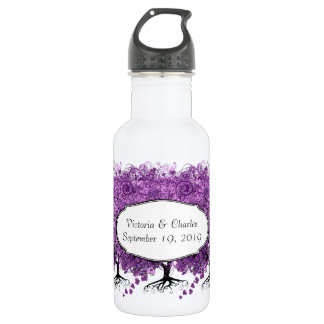 Purple Heart Leaf Tree Wedding Stainless Steel Water Bottle