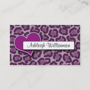 Purple Heart Leopard Print Appointment Cards