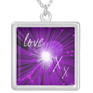 Purple Heart 'love and kisses' necklace square