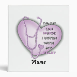 Purple Heart LPN Nurse 3 Ring Binder