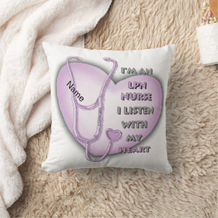 Purple Heart LPN Nurse Throw Pillow