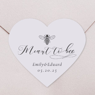 Purple Heart Meant to Bee Wedding Honey Jar Favor Sticker