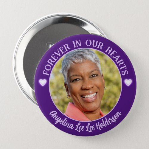 Purple Heart Memorial Funeral Photo  Button
