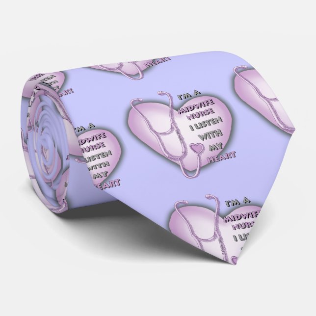 Purple Heart Midwife Nurse Tie (Rolled)