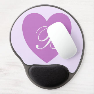 Purple Heart Monogram Gel Mouse Pad