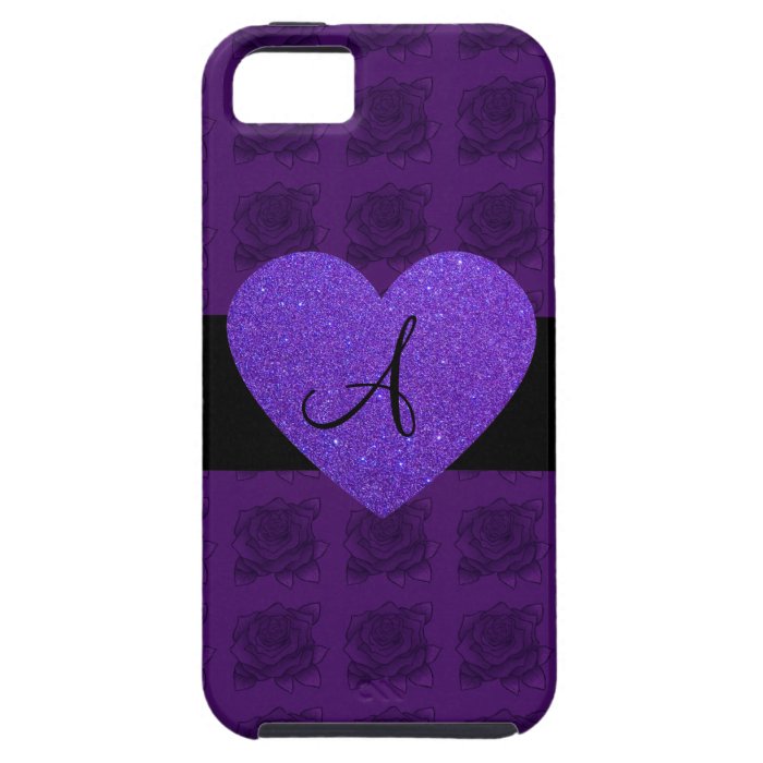 Purple heart monogram roses iPhone 5 cases