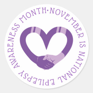 Purple Heart National Epilepsy Awareness Month  Classic Round Sticker
