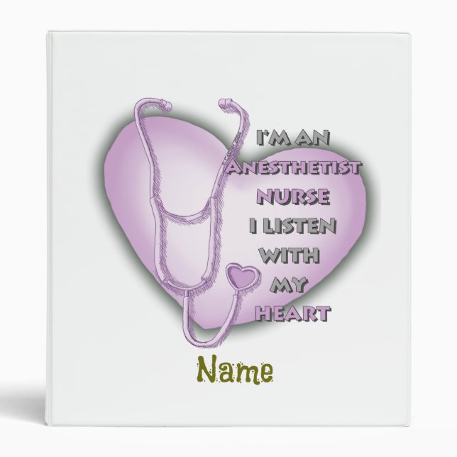 Purple Heart Nurse Anesthetist 3 Ring Binder (Front)