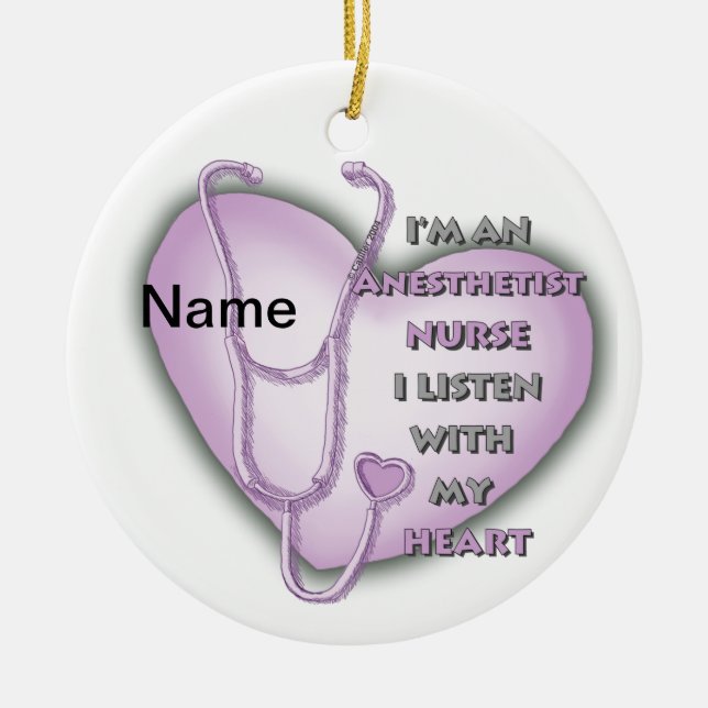 Purple Heart Nurse Anesthetist Ceramic Ornament (Front)