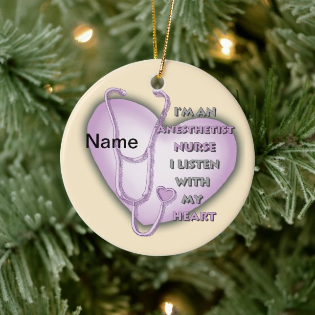 Purple Heart Nurse Anesthetist Ceramic Ornament (Tree)