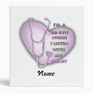 Purple Heart ObGyn Nurse 3 Ring Binder