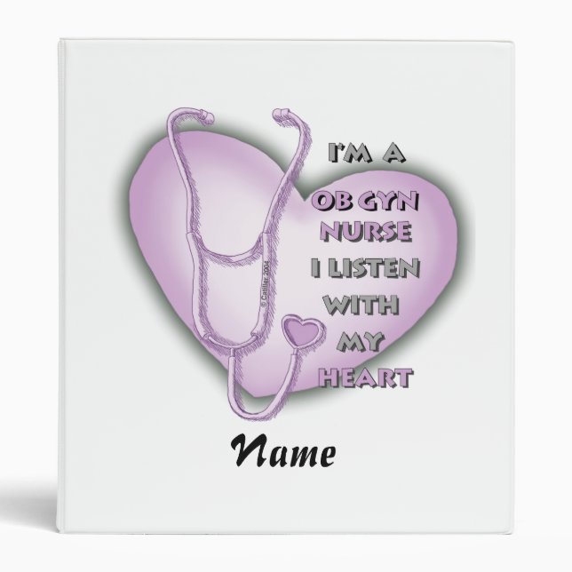 Purple Heart ObGyn Nurse 3 Ring Binder (Front)