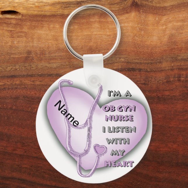 Purple Heart ObGyn Nurse Keychain (Front)