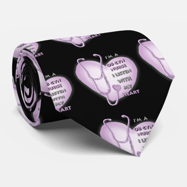 Purple Heart ObGyn Nurse Tie (Rolled)
