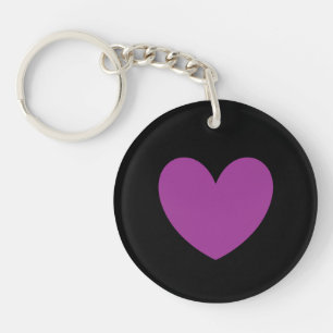 Purple heart on black keychain