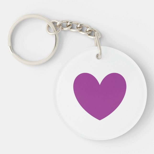 Purple heart on white keychain (Front)