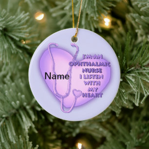 Purple Heart Ophthalmic Nurse Ceramic Ornament