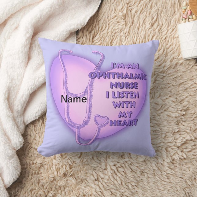 Purple Heart Ophthalmic Nurse Throw Pillow (Blanket)