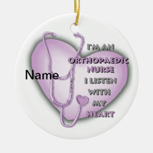 Purple Heart Orthopedic Nurse Ceramic Ornament