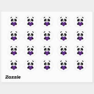 Purple Heart Panda Classic Round Sticker