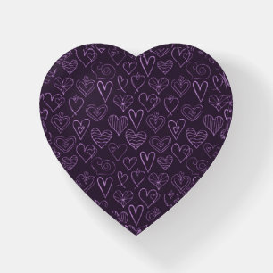 Purple Heart Pattern Cute Romantic Love Artwork Paperweight