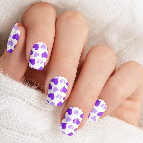 Purple Heart Pattern Minx Nail Art