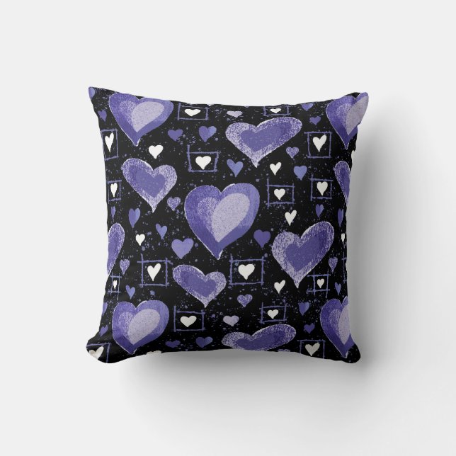 Purple Heart Pattern Throw Pillow (Front)
