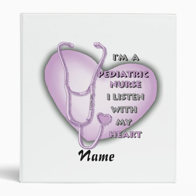 Purple Heart Pediatric Nurse 3 Ring Binder (Front)