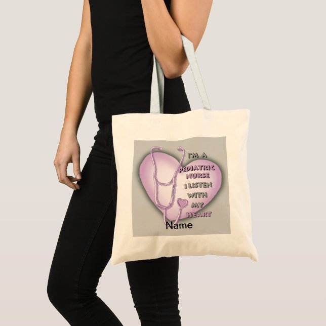 Purple Heart Pediatric Nurse Tote Bag (Front (Product))